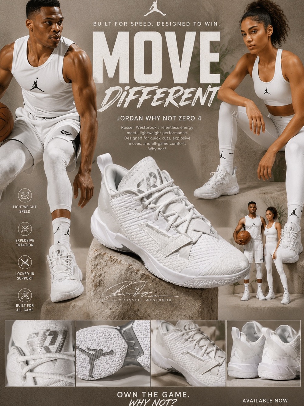 Jordan Why Not Zer0.4 White Metallic Silver Sneakers